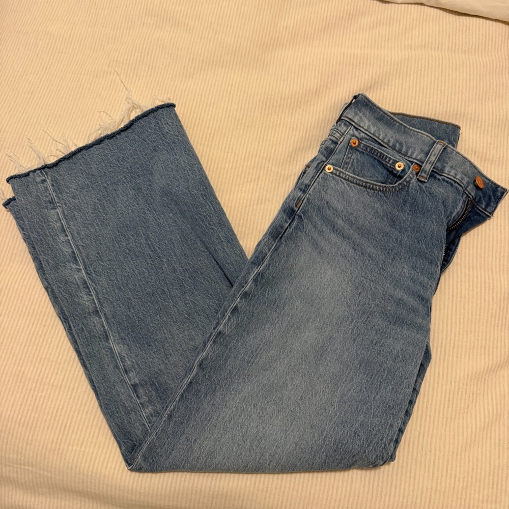 J. Crew Light Blue Wide-Leg Crop Jeans